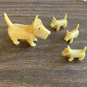Vintage carved Plastic  Scottie  Schnauzer, Westie Dogs